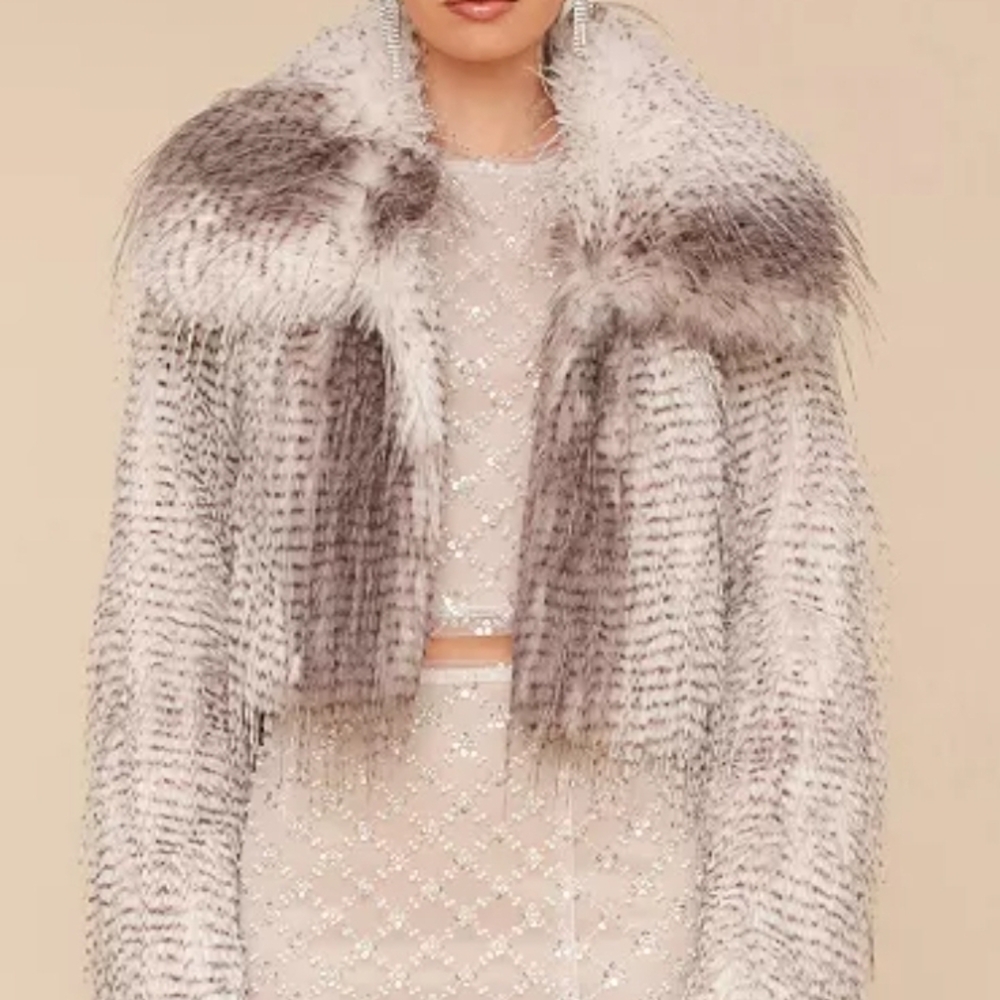Avec Les Filles Gray and White Teddy Jacket